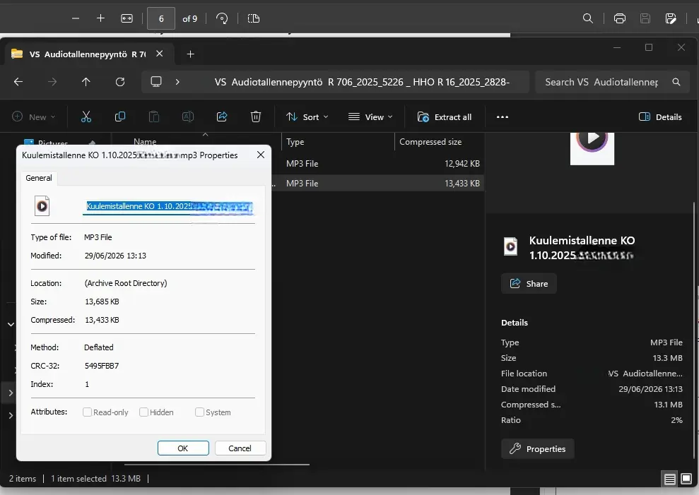 Audio File 01 evidence