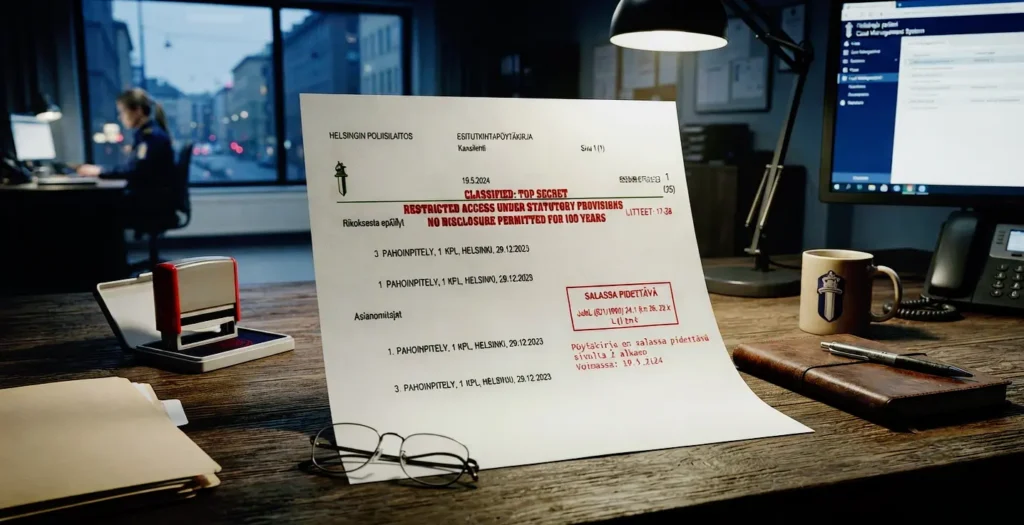 Evidence relating to the 100-year confidentiality classification in case R 706/2025/5226, Finland