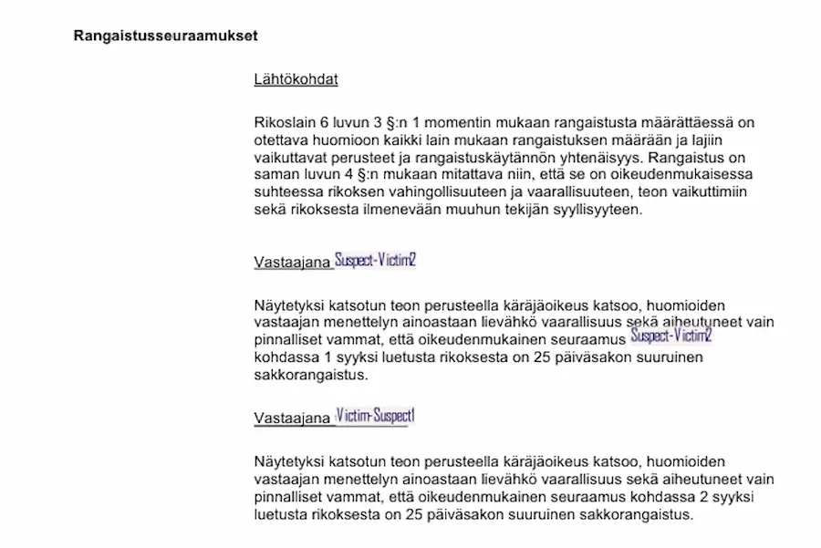 Official document page 10 of the Helsinki District Court verdict (Tuomio nro 1037 6624) in case R-706/2025/5226, detailing the legal proceedings and claims.